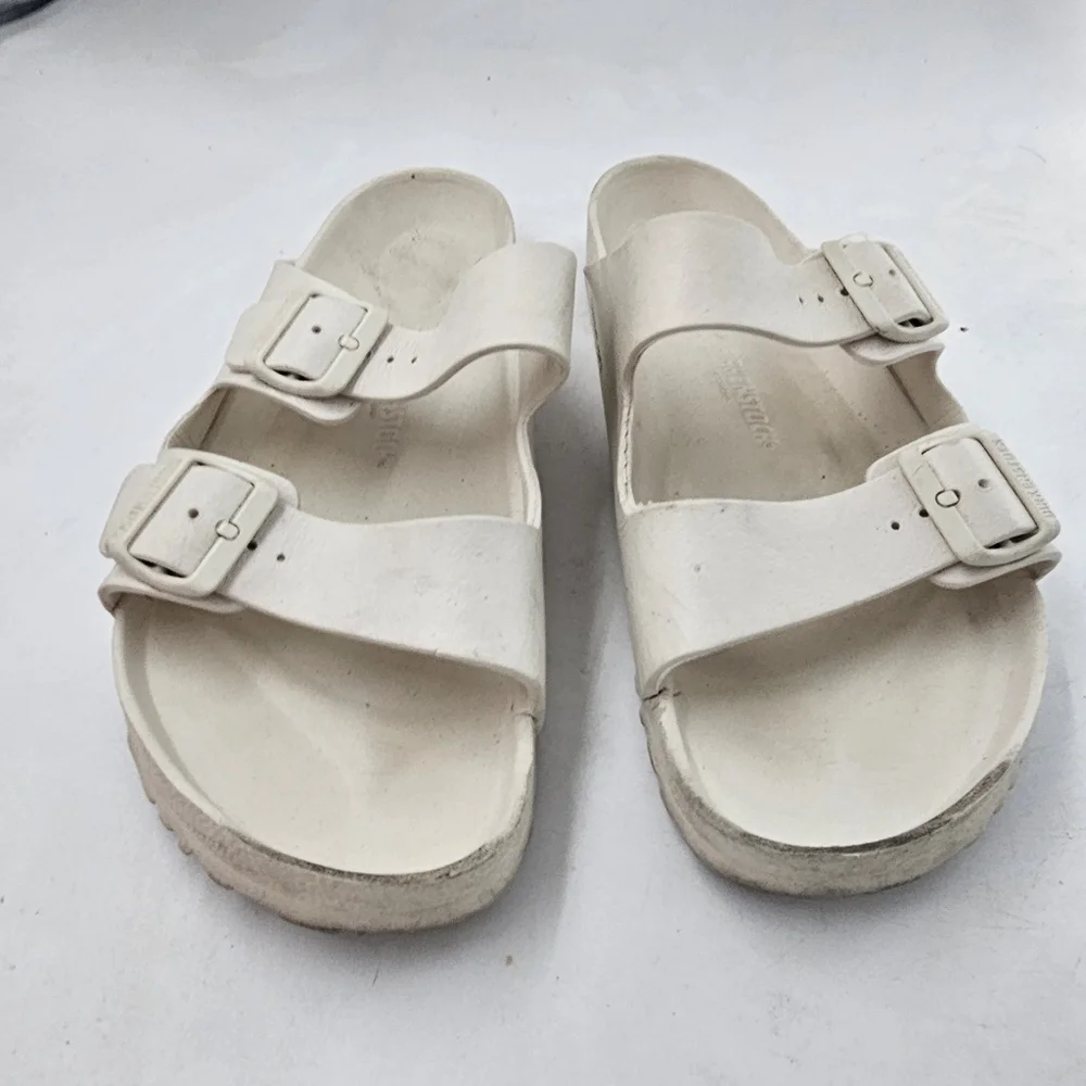 Birkenstock Arizona Essentials EVA Sandals White Double Buckle Slip On 43